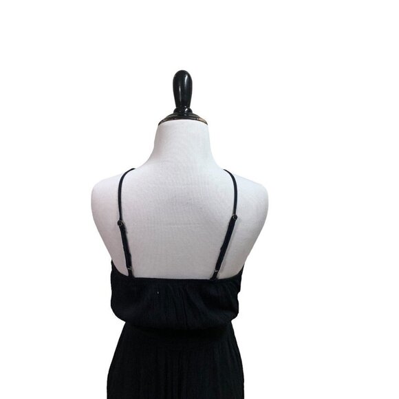 Rewind Women's S Small Maxi Sun Dress Crinkle Fabric Adjustable Straps Black - Picture 6 of 9